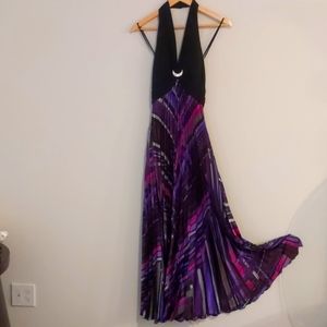 Betsy and Adam by Linda Bernell purple pleated evening dress